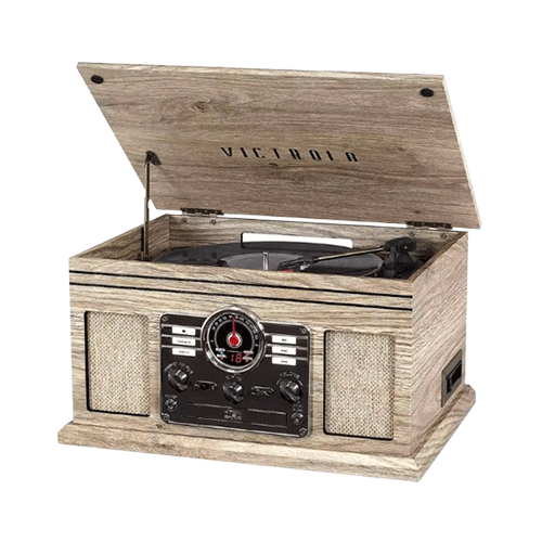 Victrola Quincy 6-in-1 Nostalgic Record Player Farmhouse Oatmeal