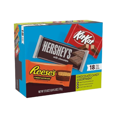HERSHEY'S KIT KAT and REESE'S Assorted Milk Chocolate Candy Variety Box, 27.3 oz (18 Count)