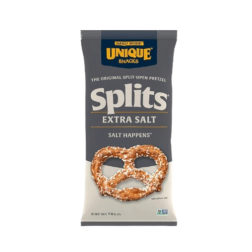 Unique Snacks Extra Salt Splits Pretzels, Original Split-Open Pretzels 312g 3 Pack